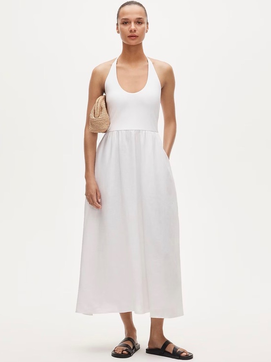 J. Crew Dresses & Skirts - J.Crew Mixy Halter Dress Women S White Linen Cotton Maxi Pockets NWT